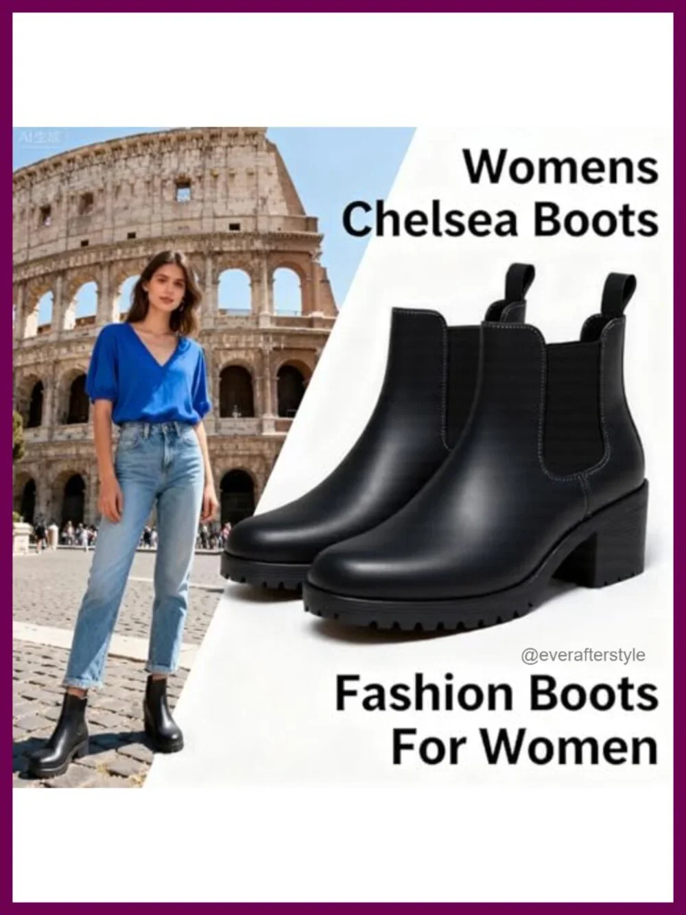 Vegan Leather Low Heel Chunky Ankle Boots Women Chelsea Bootie